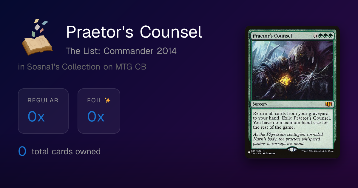 Magic: The Gathering - Praetor's Counsel (Consiglio Del Pretore) - Carta Singola Dall'edizione Commander 2014