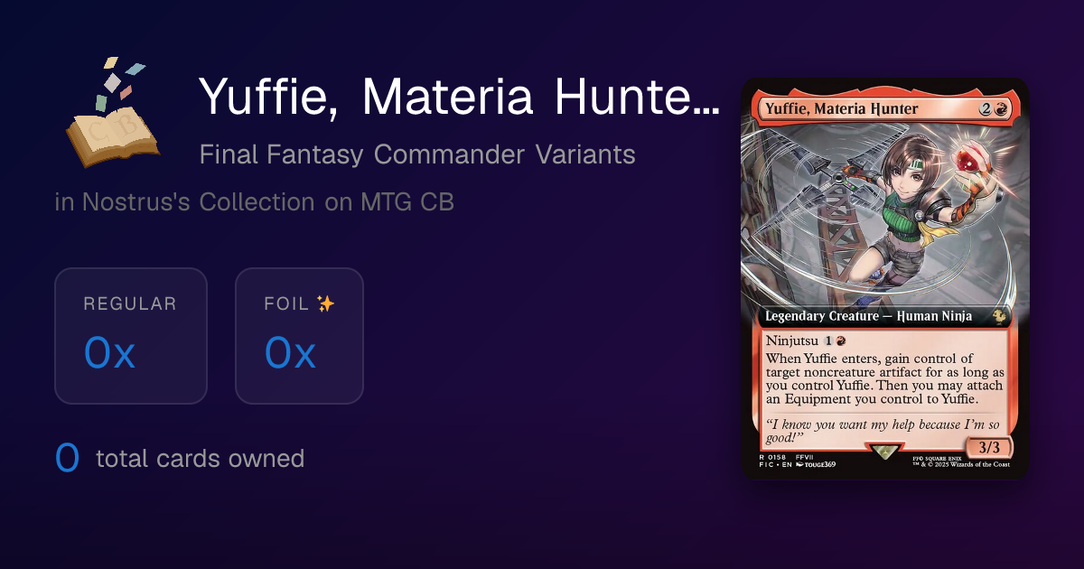 mtg final fantasy yuffie Proxy When Yuffie enters MAGIC THE GATHERING FINAL FANTASY